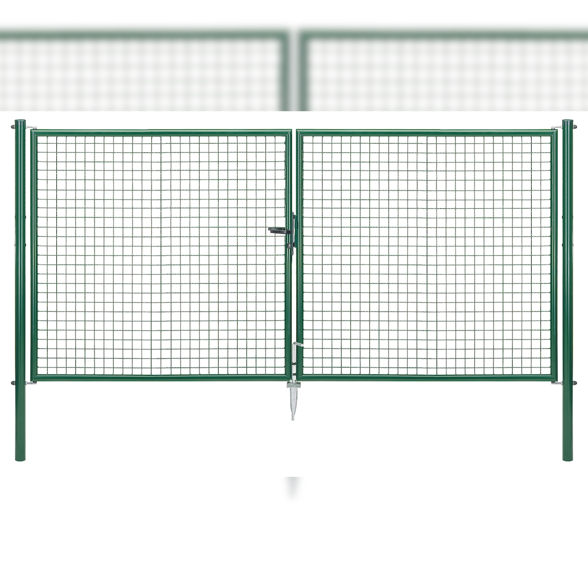 Alberts 604240 Wellengitter-Doppeltor, verzinkt grün, Pfosten 60 mm, Höhe 150 cm, Breite 400 cm Image