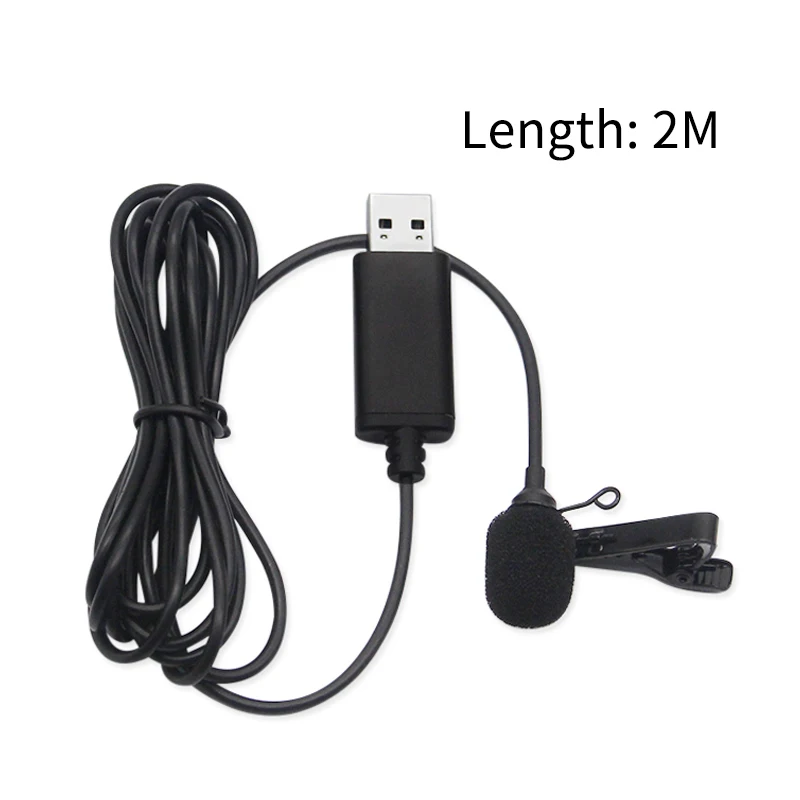 Mini microfono USB portatile Microfono lavalier da 2 m Microfoni per asole esterni clip-on per laptop PC Registrazione di computer Chat