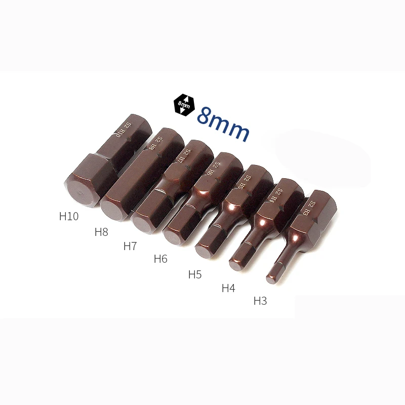 7 pz 30mm Lungo Magnetico 5/16' 8mm Esagonale Multiuso Pesante Impatto Cacciavite Esagonale Bit Esagonale H3 H4 H5 H6 H7 H8 H10