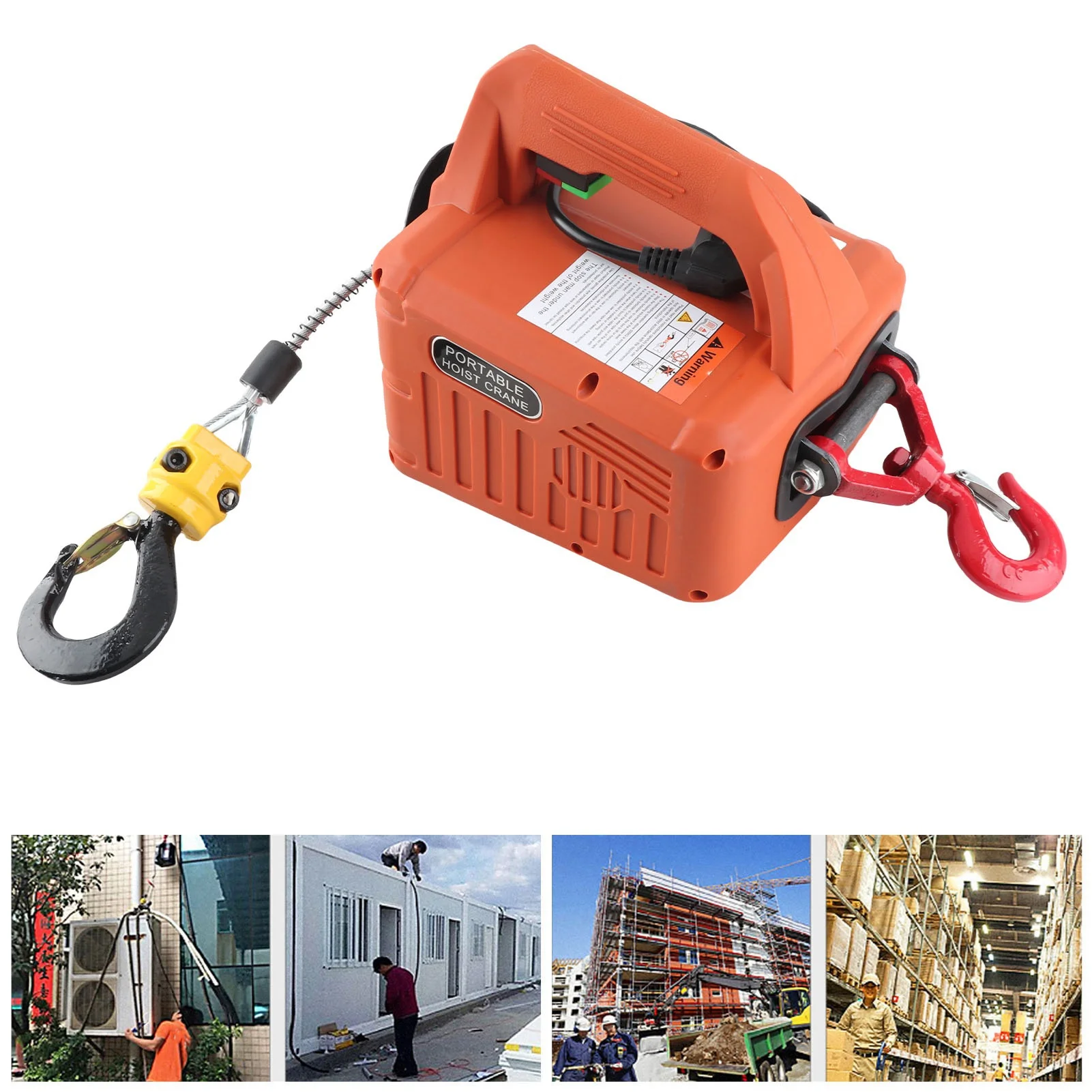 【HOT】Elektrische Hebevorrichtung, tragbare elektrische Seilwinde mit Fernbedienung, 500 kg Tragfähigkeit, 7,6 m maximale Hubhöhe, 1500 W