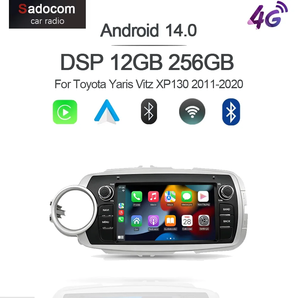 CarPlay 7 "Android 15,0 12GB RAM 256GB ROM Auto Player GPS autoradio multimedia auto radio Für Toyota Yaris Vitz XP130 2011-2020 Image