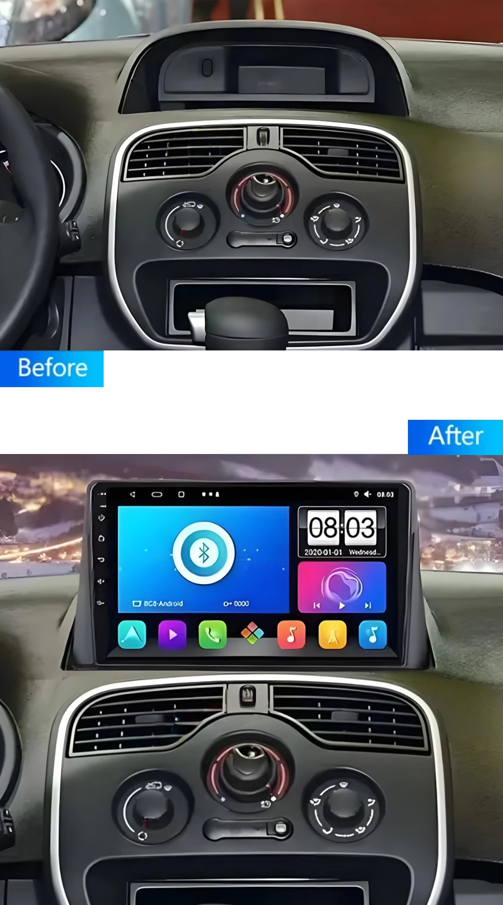 Android 15 Carplay Autoradio Für Renault Kangoo 2007-2009 Navigation Multimedia GPS Player Stereo WiFi + 4G DVD DSP 2 DIN BT Image