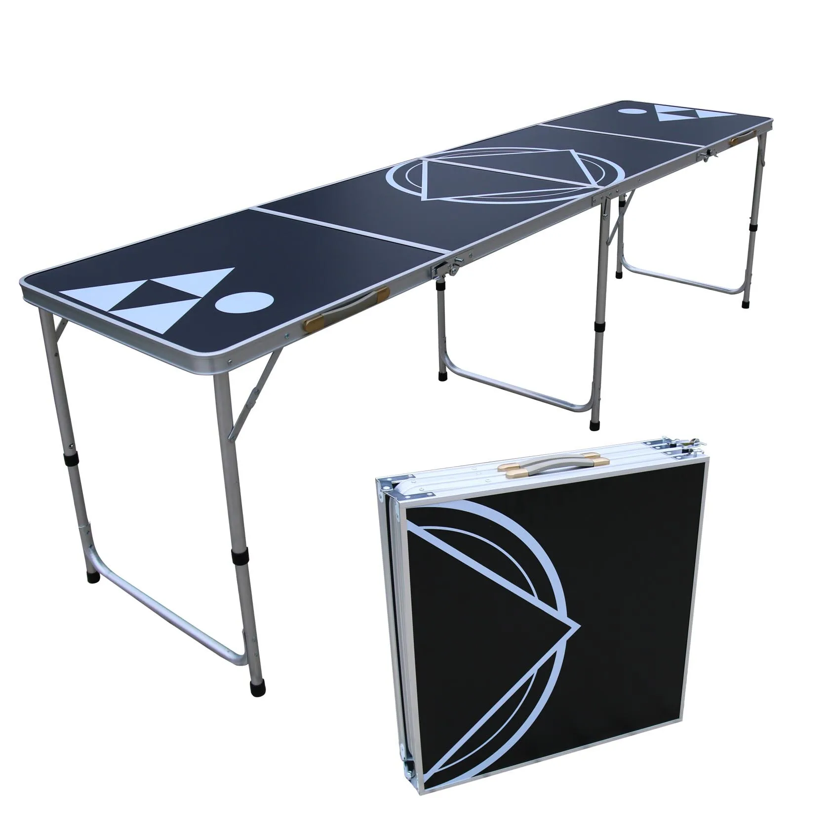 Bier-Pong-Tisch, erweiterter Spieltisch, leicht, leicht zu tragen, Aluminium, klappbarer Ping-Pong-Tisch für den Außenbereich, individuelles Design für Party