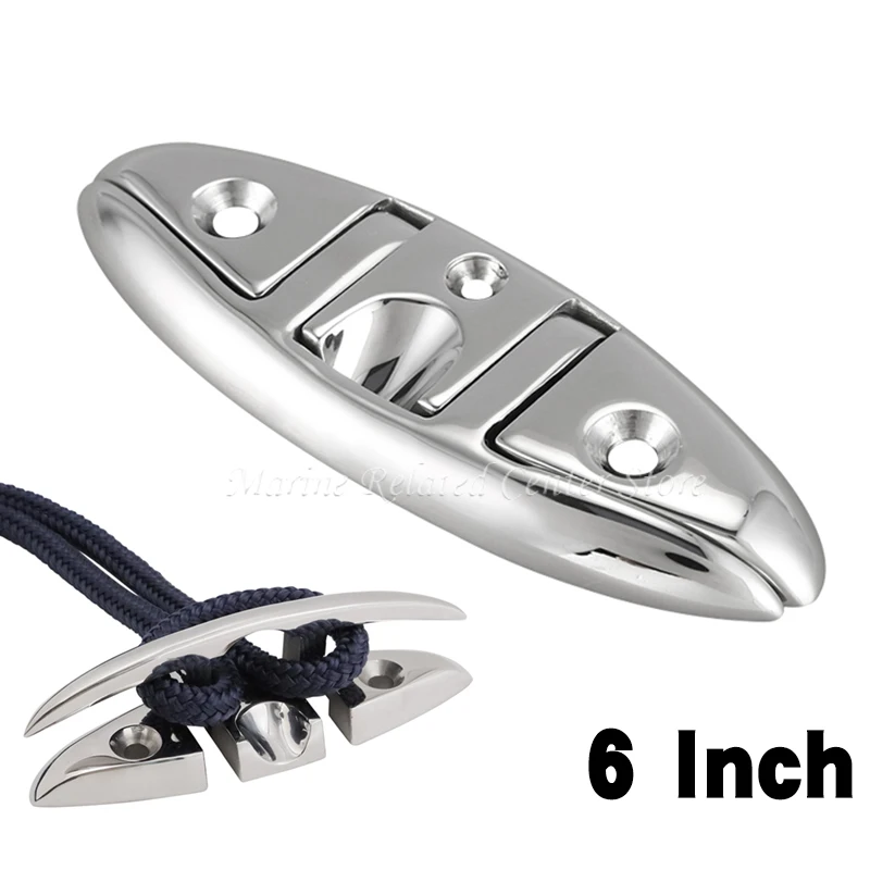 6 Zoll Marine Grade Boot Klapp klampe Klapp Dock Klampe Edelstahl Dock Deck Linie Seil Fest macher Klampe Boot Zubehör Image