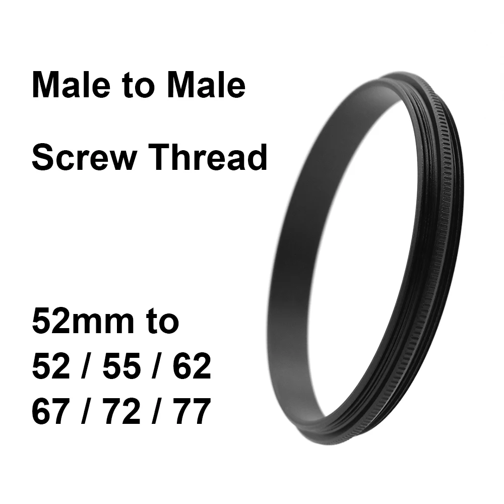 Stecker-Stecker-Schraubadapter 52mm - 52 55 62 67 72 77 mm Gewindesteigung 0,75mm Makrofotografie-Montagering Image