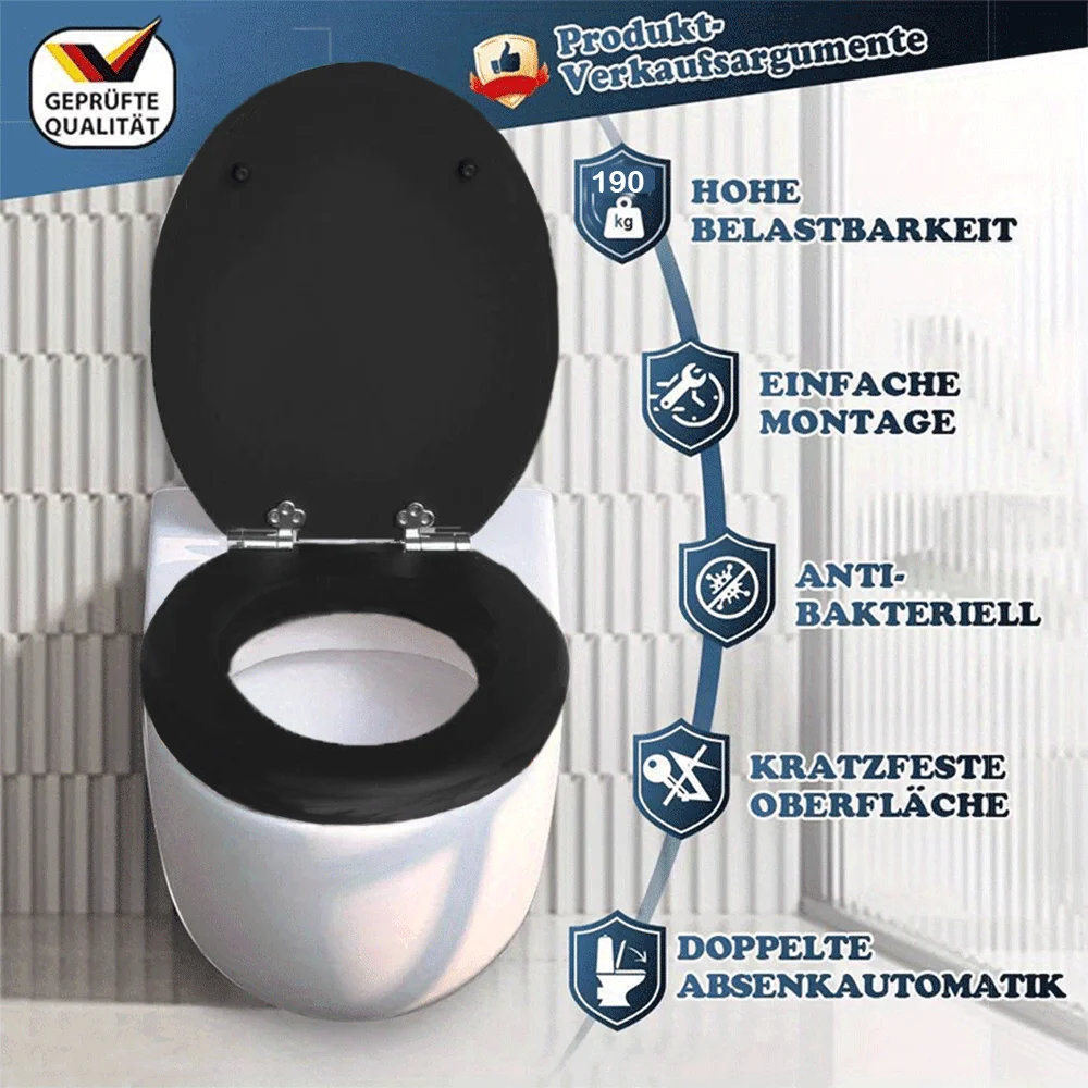 SAINOS Toilettensitz mit Absenkautomatik Holzkern, Antibakterieller Toilettendeckel MDF WC Sitz mit Blumemotiv Klodeckel Klobrille Image