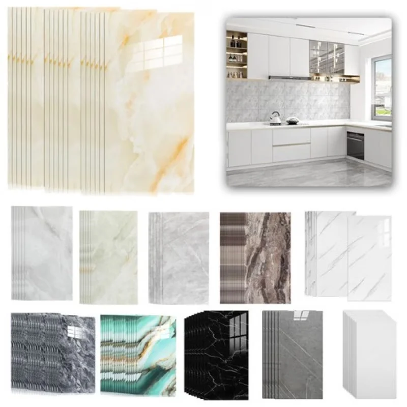 20/40 Stück 30 cm x 60 cm selbstklebende Marmorfliesen-Aufkleber, wasserdichter Bodenaufkleber, PVC-Fliesen, Küche, Badezimmer, Wandaufkleber, Heimdekoration