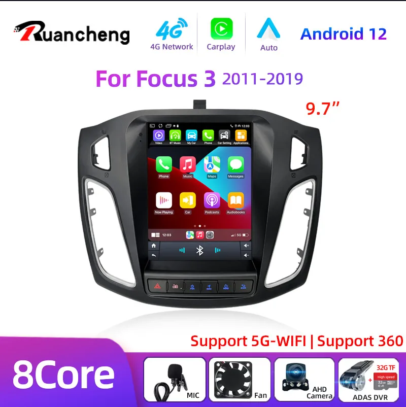 8Core 2 Din Android 12 Autoradio für Ford Focus 3 Mk 3 2011 2012–2019 Multimedia Video Player 2Din Carplay Auto Stereo DVD Image