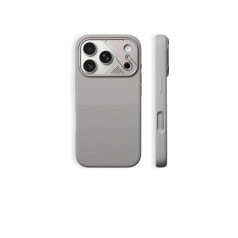 Magnetische Legierungs-Linsenschutzhülle für iPhone 17 17Pro Max Einfarbige Flüssigsilikon-Hülle mit Kabelloser Ladefunktion und Flockfutter Image