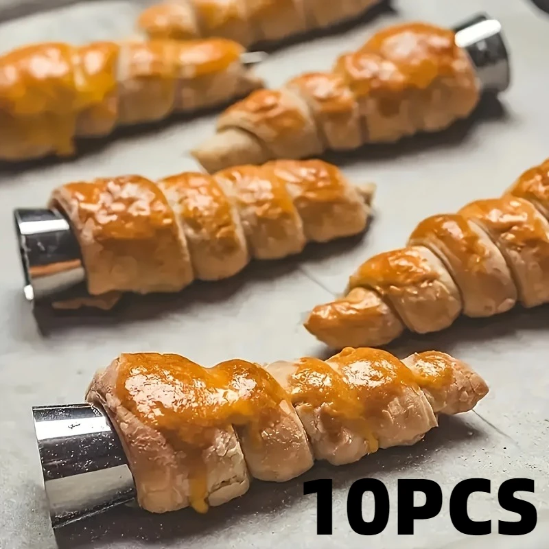 10 stücke Konische Röhren Creme Formen Edelstahl Kegel Rohrförmige Form Croissant Form Pfannkuchen Rohr Kuchen Cookie Dessert Werkzeug Image