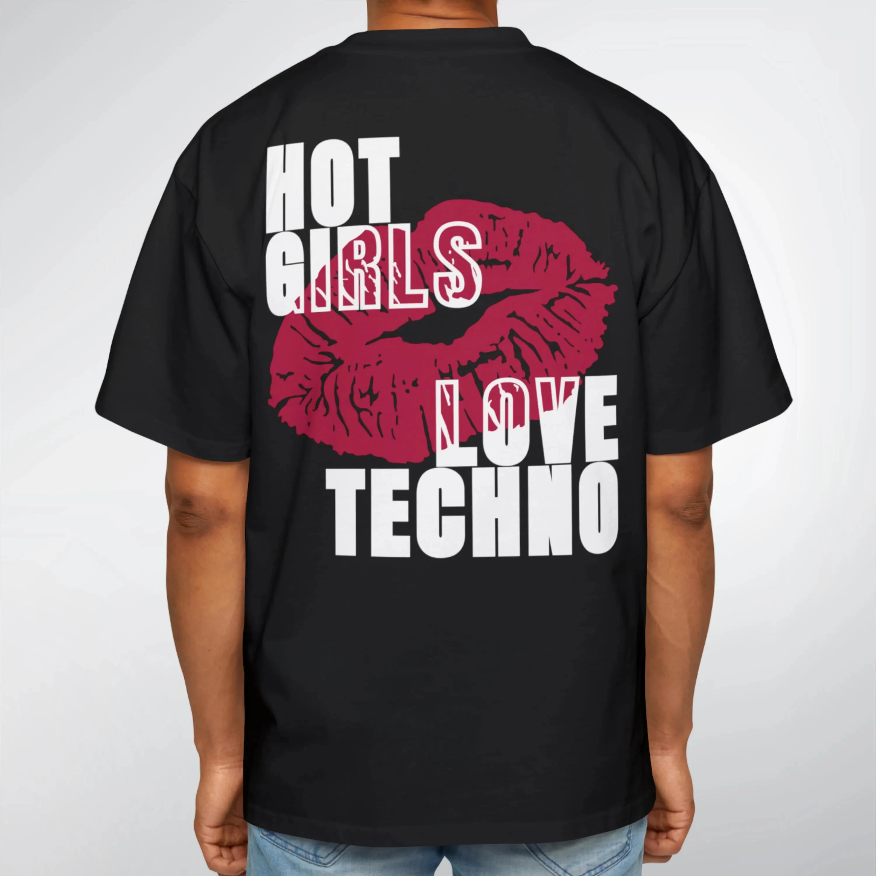 Heiße Mädchen lieben Techno T-Shirt Rave Musik Bekleidung T-Shirt Kleidung Grafik Kurzarm Shirt Unisex Männer Frauen Ganzjährig Image