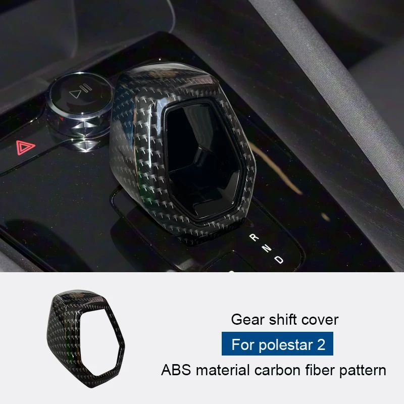 Für Polestar 2: Schaltkopfabdeckung mit dekorativer Schaltabdeckung aus ABS-Material und Kohlefaser-Muster Image
