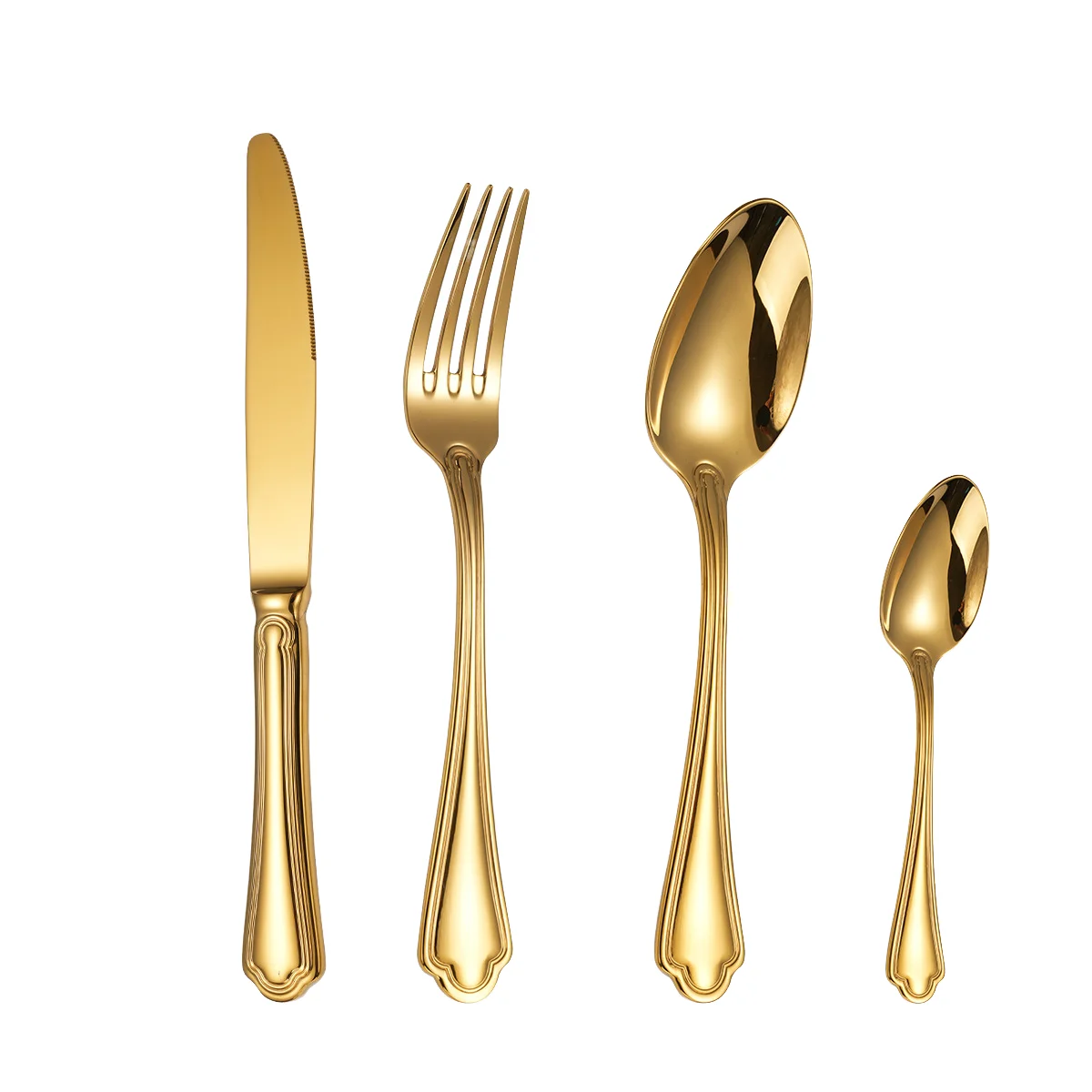 Set di posate in metallo Set di posate in acciaio inossidabile Set di posate in acciaio inossidabile 4 pz per forchetta con coltello e posate