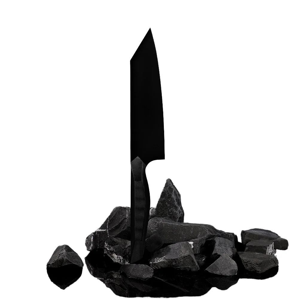 In Stock nero Set di coltelli da 6 pezzi 3 cr13 In acciaio inox 7 pollici Set di coltelli da cuoco antiruggine Set di coltelli da cucina con manico In PP