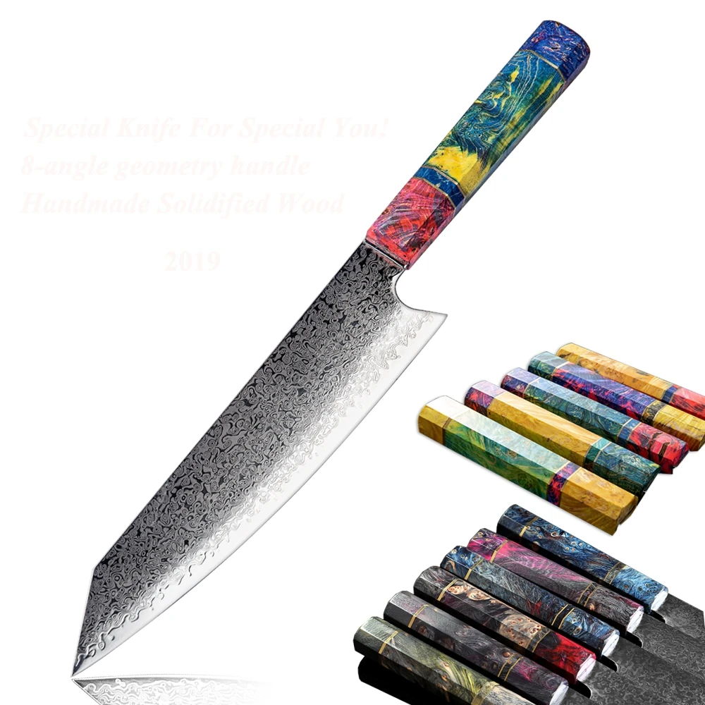 Coltello da Cucina Kiritsuke Giapponese da 8 Pollici in Acciaio Damasco VG10 Fatto a Mano Coltello da Chef Gyuto con Confezione Regalo e Fodero Vendita Calda Coltello da Chef in Acciaio Damasco