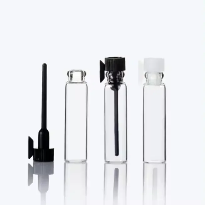 Commercio all'ingrosso personalizzare scatola 1ml 2ml 3ml Mini profumo Tester fiala olio essenziale profumo profumo profumo profumo profumo bottiglia campione di vetro con tappo