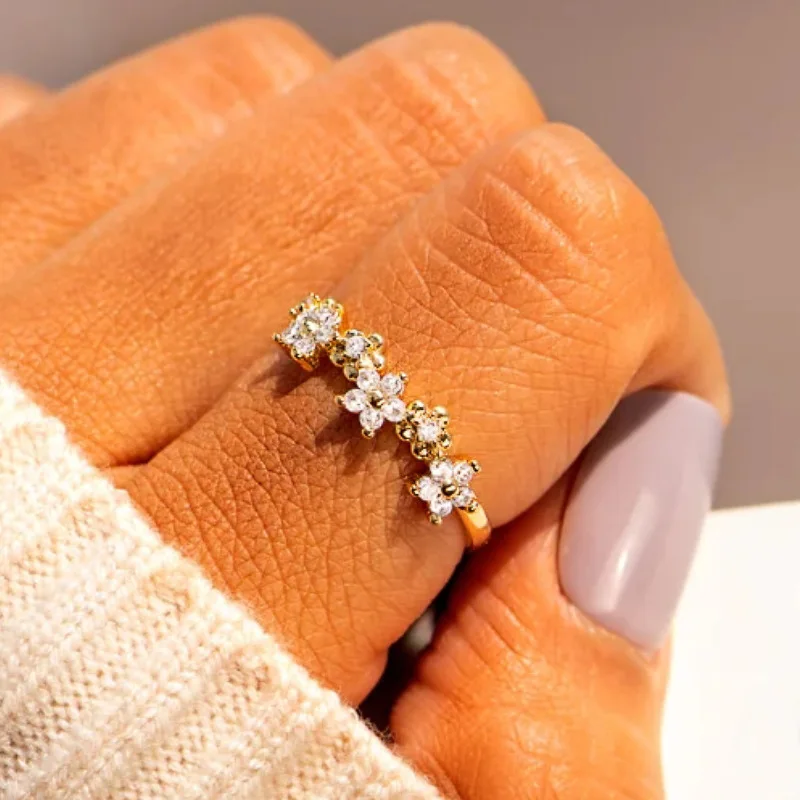 Mufeng 2025 nuovo Design da donna di lusso per matrimonio eternità anelli per fidanzamento da sposa in oro placcato anelli di zirconi cubici