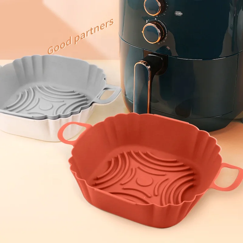 Set di 2 Pentole in Silicone Riutilizzabili per Friggitrice ad Aria Senza BPA Grado Alimentare Rivestimenti per Cestello Friggitrice ad Aria