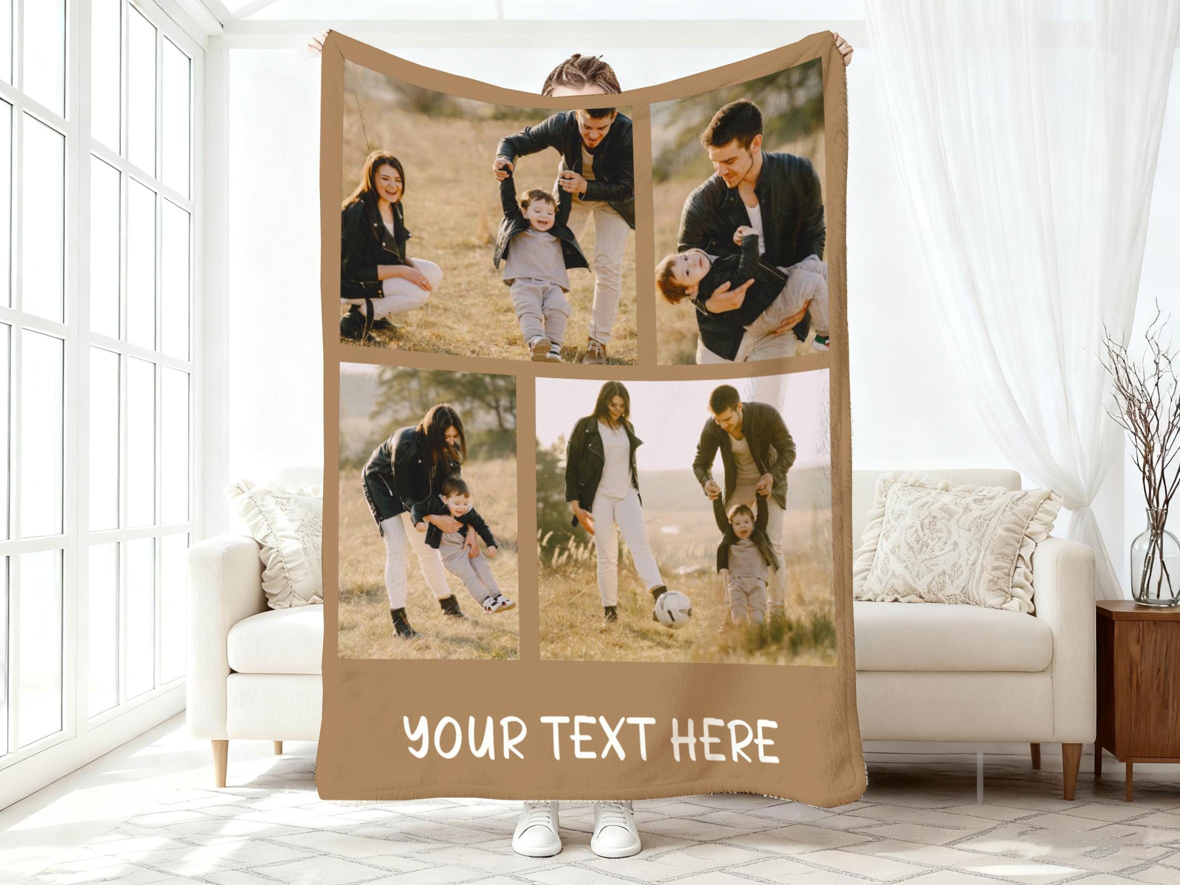 Coperta con collage di foto personalizzata, coperta con foto di famiglia, coperta con collage di foto personalizzate e testo per amici, coperta commem