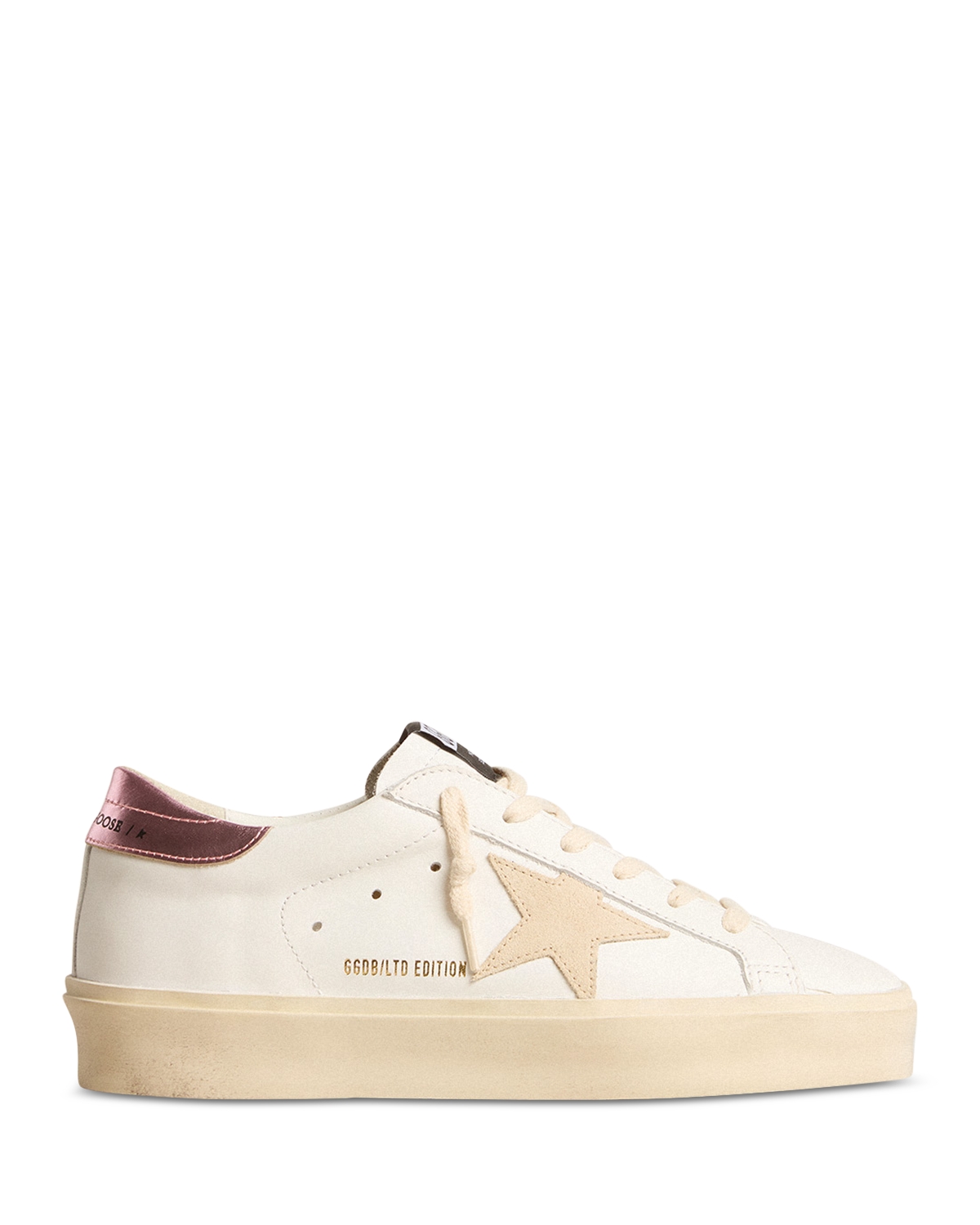 Golden Goose Women's Hi Star Almond Toe Star Patch Platform Sneakers - Optic White/Seedpearl/Antique Pink