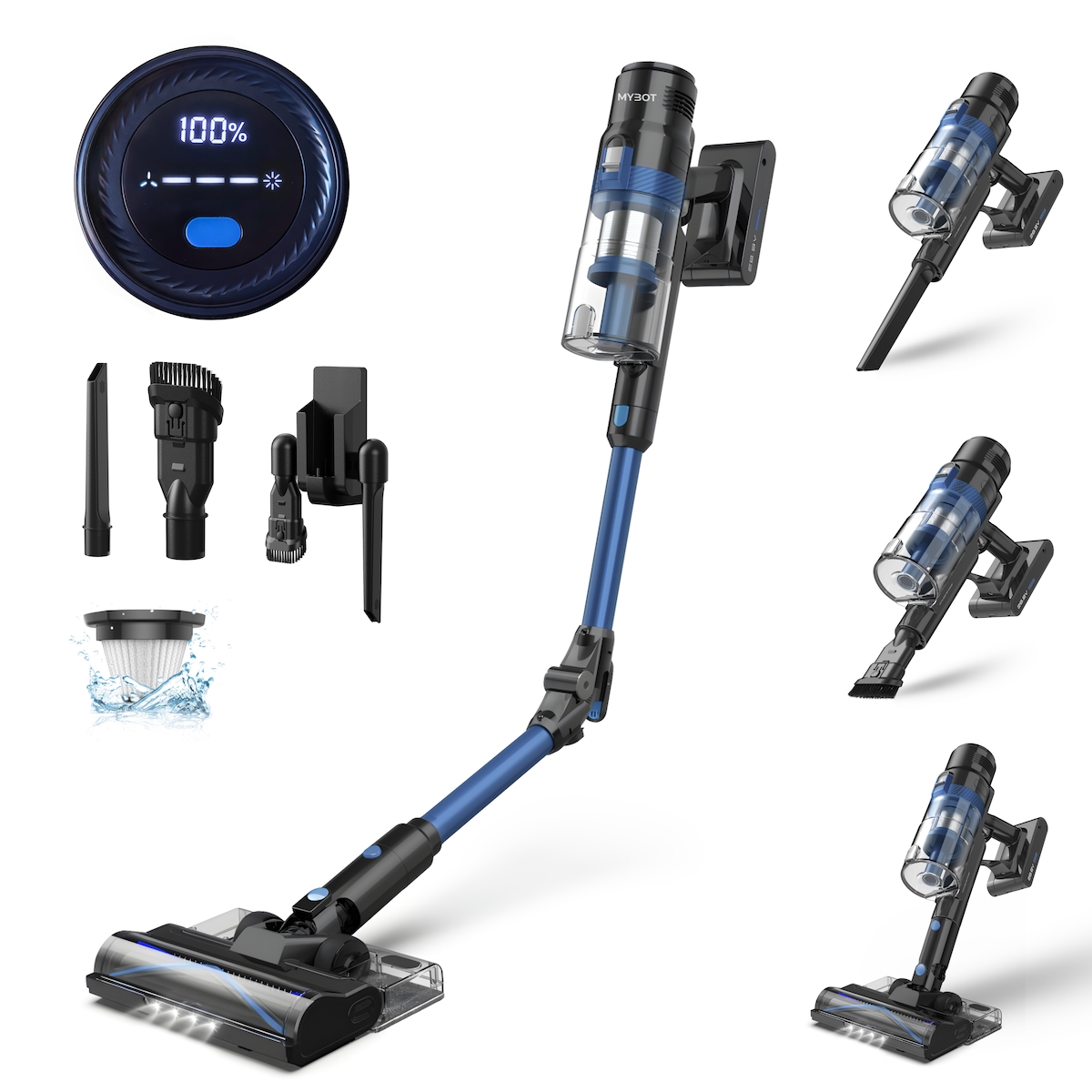 MYBOT S8 Ultra Kabelloser Stabstaubsauger mit Wischfunktion – 430W – 30Kpa – 3 Saugstufen – Beutellos – Akku Image