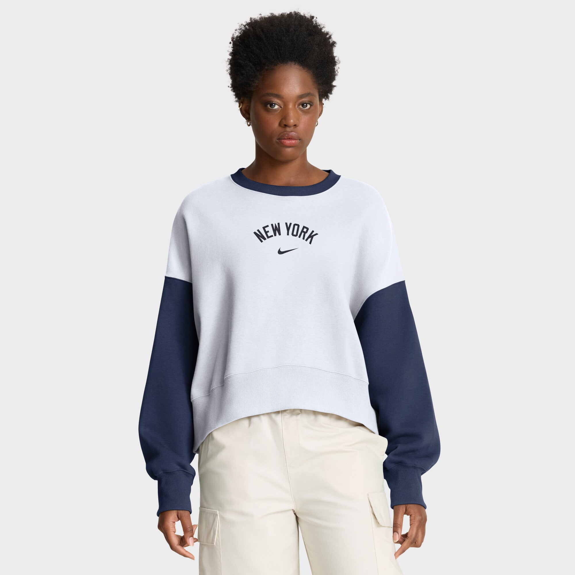 New York Yankees Nike Phoenix Oversized Crew Fleece - Damen
