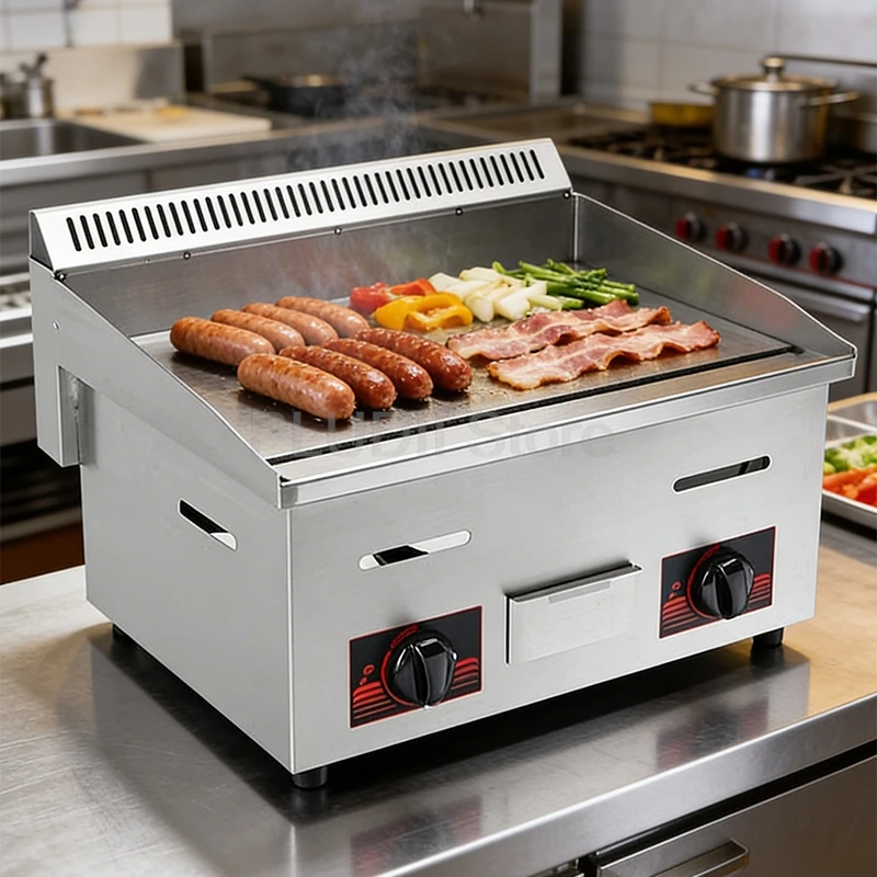 Kommerzieller Grill Gas Pfannkuchen ofen gebratenes Steak Eisenplatte gebratener Reis gegrillter Tintenfisch Gas kaltes Nudel blatt Brat stall Image