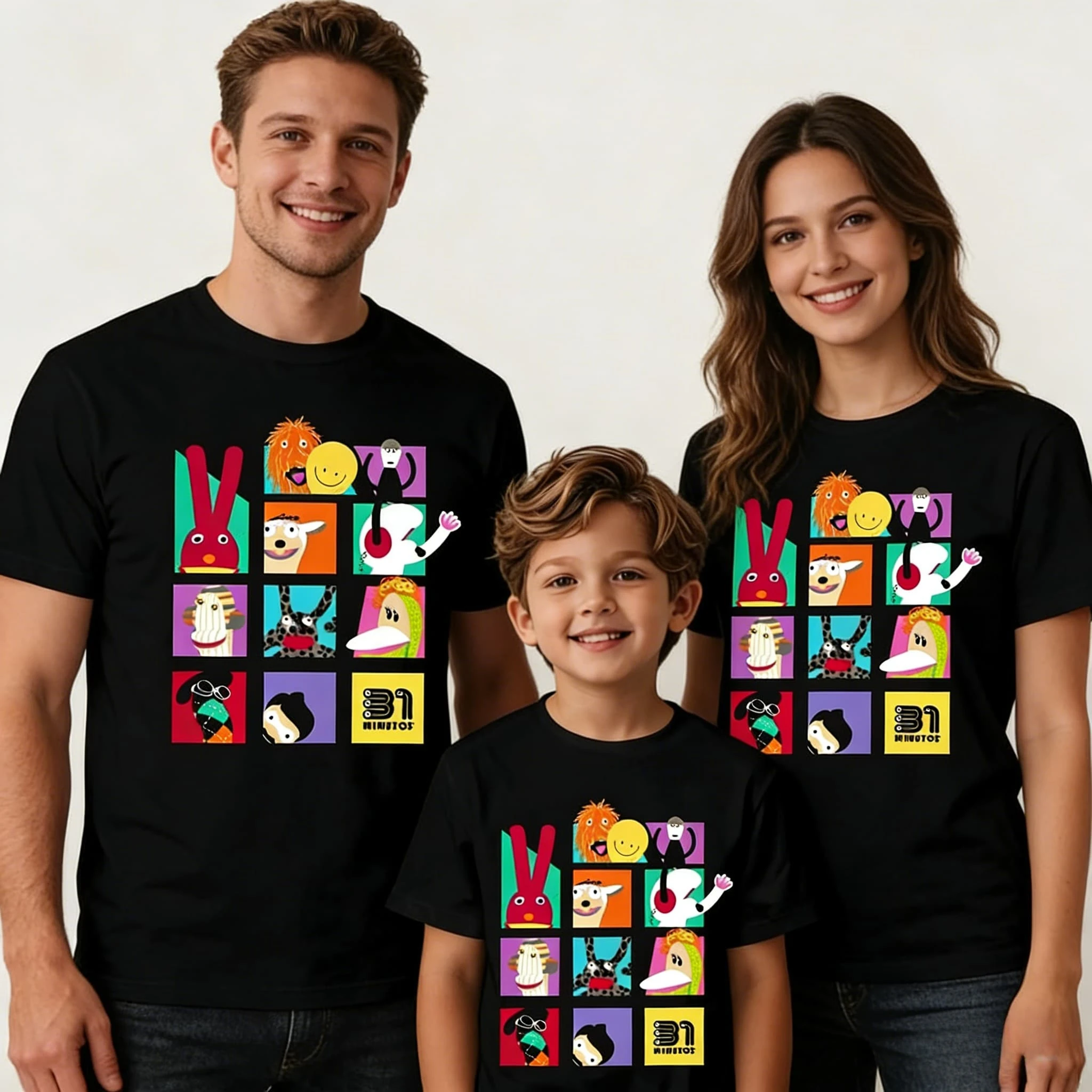 News-Programm _31 Minutos_ Kinder-Satirikartoon Kinder- und Erwachsenenpuppe Grafikbedrucktes T-Shirt Eltern-Kind-T-Shirt Image