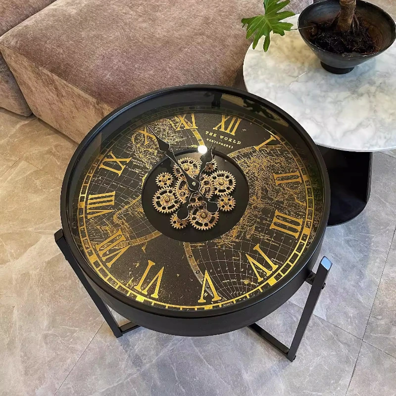 Couchtisch aus Metall, moderner Luxus-Couchtisch, abnehmbare Minute, Uhr, Getriebe, Beistelltische, Wohnzimmer, Kunst, ästhetische Möbel Image
