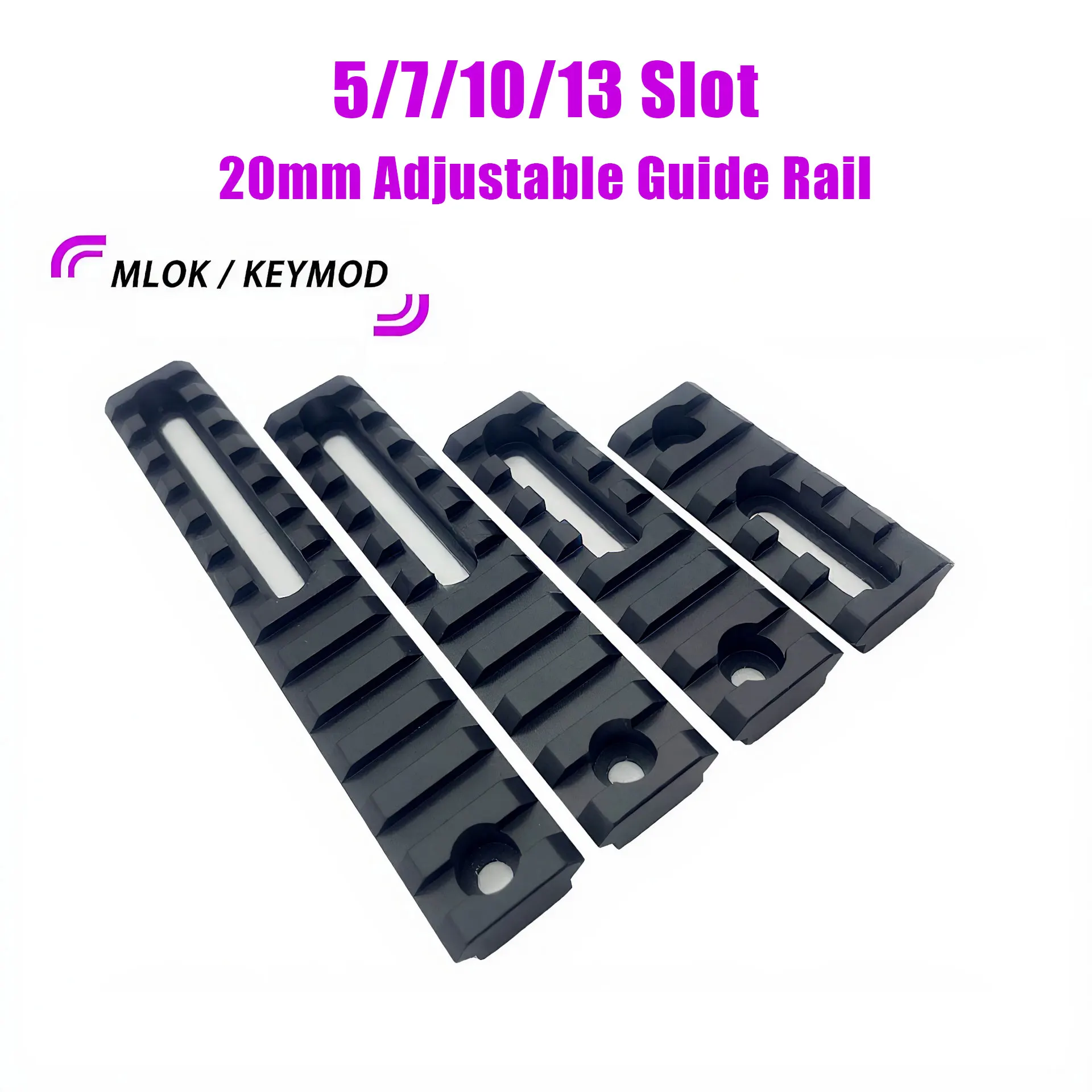 5/7/10/13 Slot M-lok / Keymod Picatinny Schiene für Mlok Handschutz Gewehr Airsoft Scope Mount Basis Schiene Jagd Fishbone Gun Schiene Image