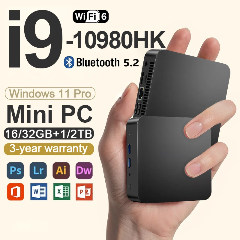 2026 Mini-PC Core i9 10980HK Windows 11 Computer 16GB 32GB DDR4 1TB 2TB SSD 4K HD Gaming Mini-Computer Desktop-PC Gamer Tragbar
