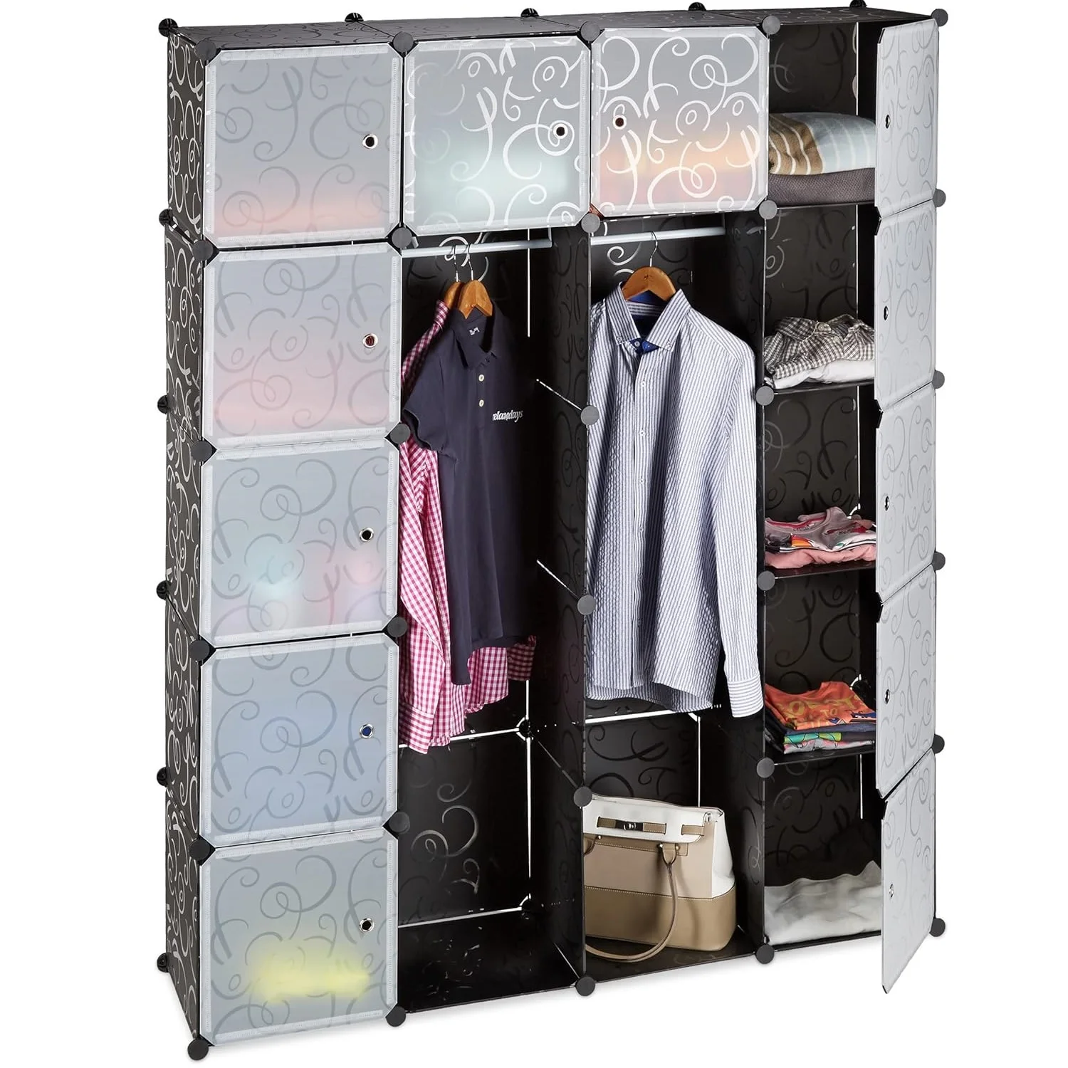 20 Kubikmeter Schlafzimmerschrank mit Aufbewahrungsmöbel-Tür und modularem Kleiderschrank mit Kleiderstange für Schuhe und Kleidung