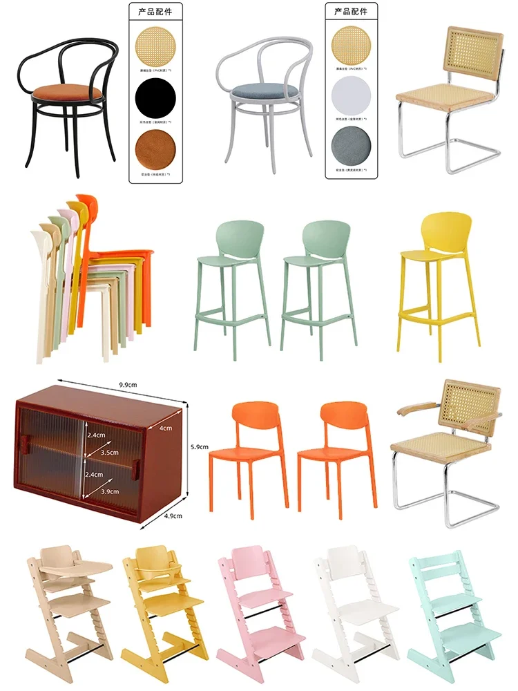 1/6 Puppenhaus Bjd Miniaturmöbel Metallstuhl Puppenhaus Zubehör Holzstuhl für Puppenhaus Dekor Zubehör Image