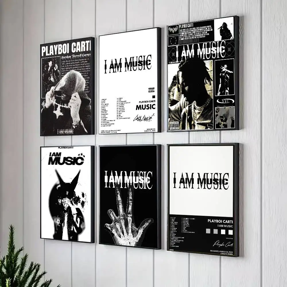 P-Playboi Carti I AM MUSIC Poster für Wohnzimmer, Schlafzimmer, Büro oder Bar, rahmenlos, für den Innenbereich, Schlafzimmer-Wandkunst. Image