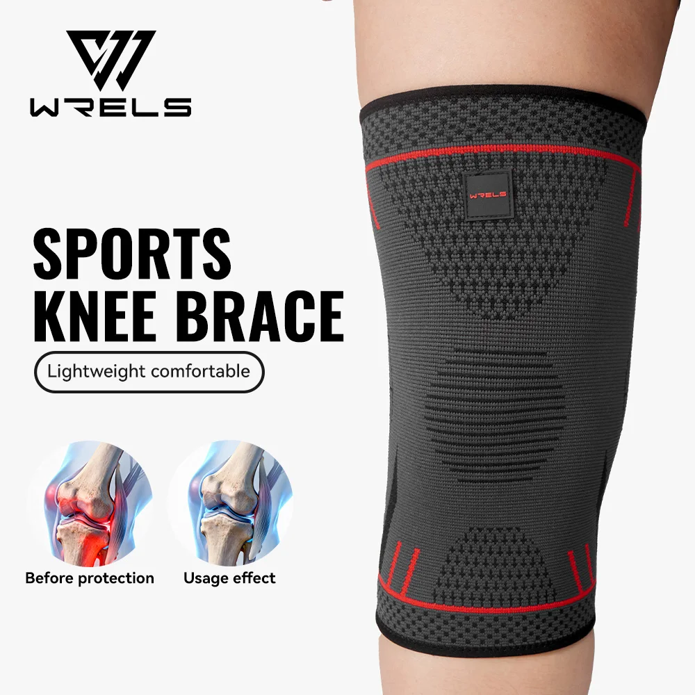 WRELS Kompressions-Kniebandage Atmungsaktive Rutschfeste Sport-Kniestütze für Laufen Fitness Knieschmerzen-Linderung Image