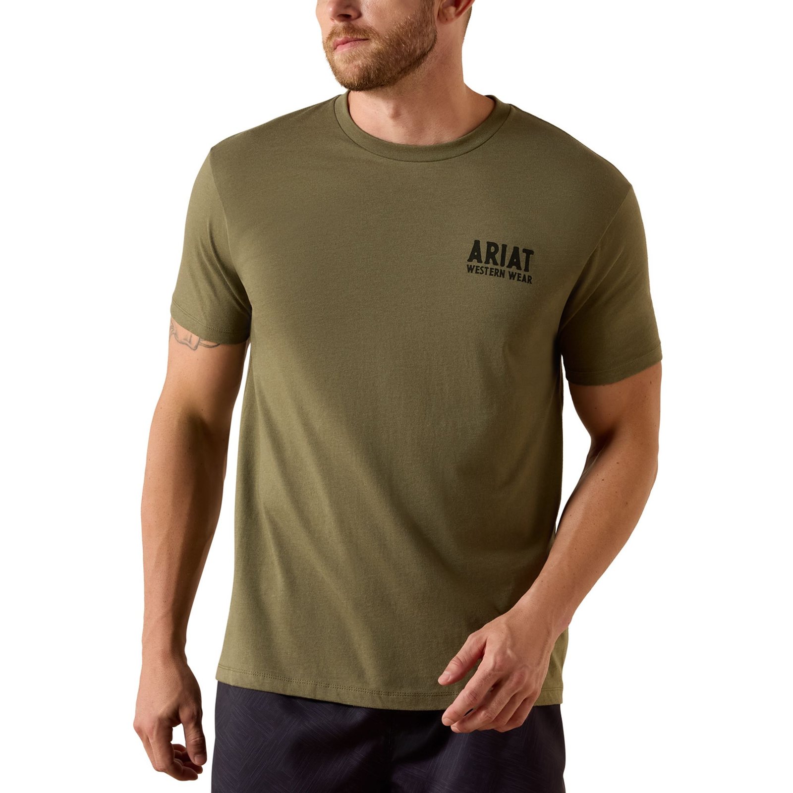 Ariat Men's Outline Shop T Men's Short Sleeve Shirt (Size XL) Military/Heather, Cotton,Polyester