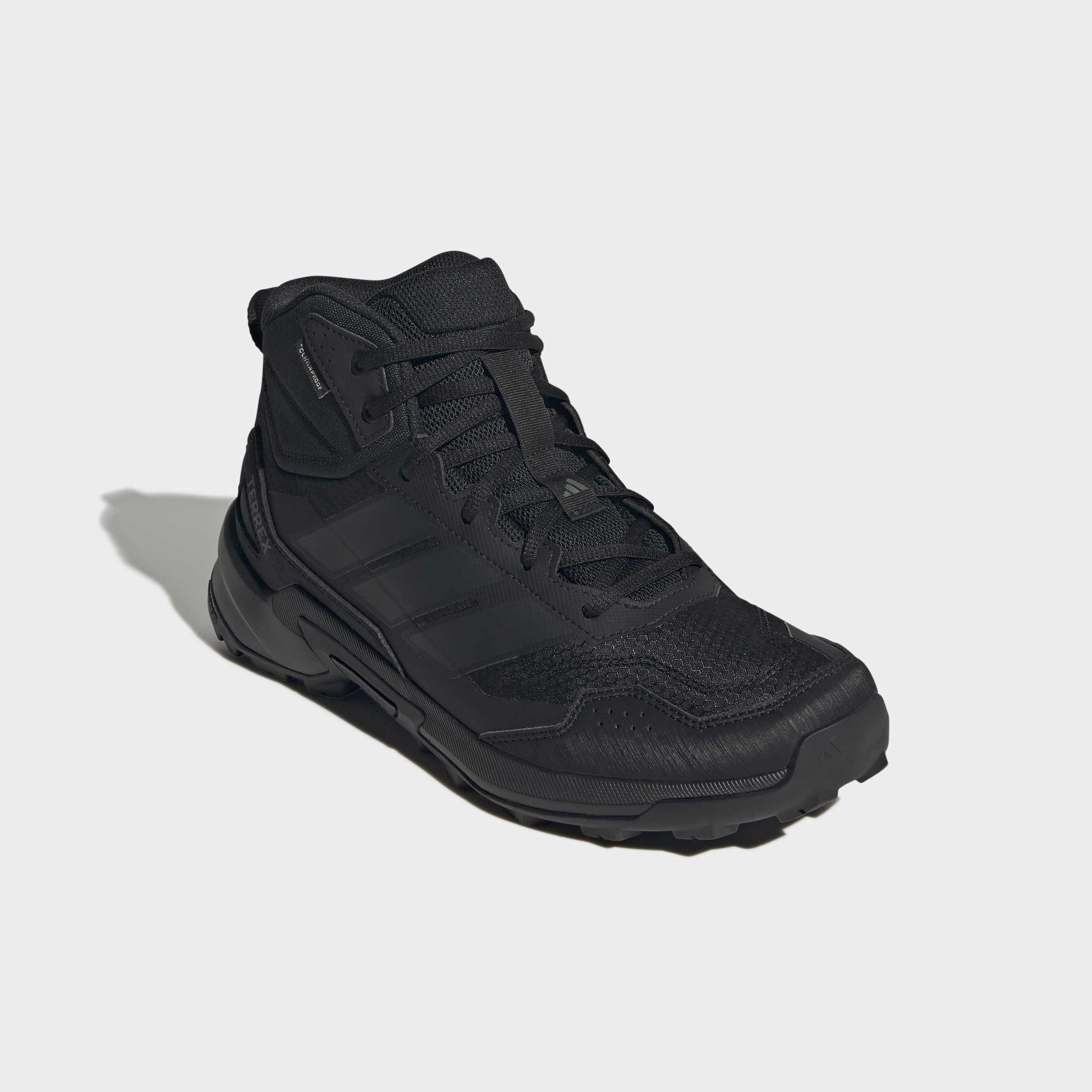 Wanderschuh ADIDAS TERREX "TERREX EASTRAIL 3 MID CLIMAPROOF", Herren, Gr. 43, core schwarz, carbon, grau four, Synthetik, Textil, Schuhe Wanderschuh, wärmend