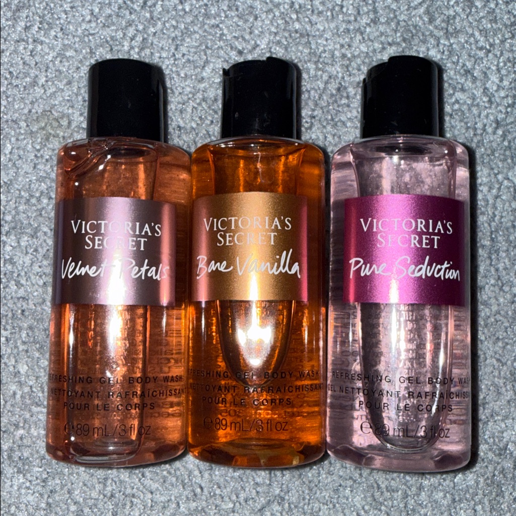 Victoria's Secret Bath & Body | Vs 3pc Set Bare Vanilla /Pure Seduction/Velvet Petals Body Wash | Color: Black | Size: Os