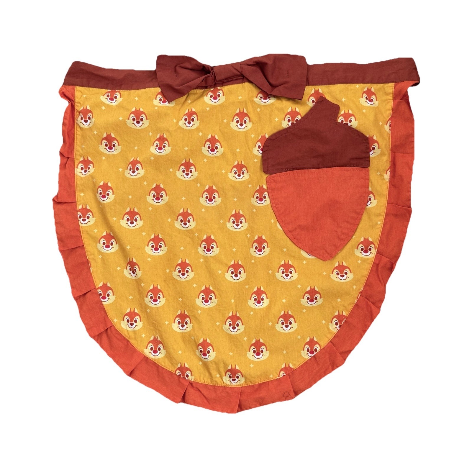 Disney Kitchen | Disney Parks Chip And Dale Kitchen Half Apron Fall Acorn Pocket Yellow Orange | Color: Orange/Yellow | Size: Os