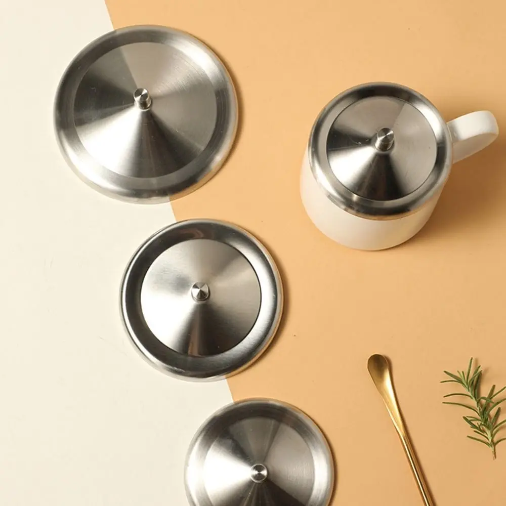 Coperchi per tazze in acciaio inossidabile di 3 dimensioni Copri tazza in silicone resistente alla polvere Coperchi per tazze per bevande Coperchi per tazze in ceramica di vetro per bicchieri da