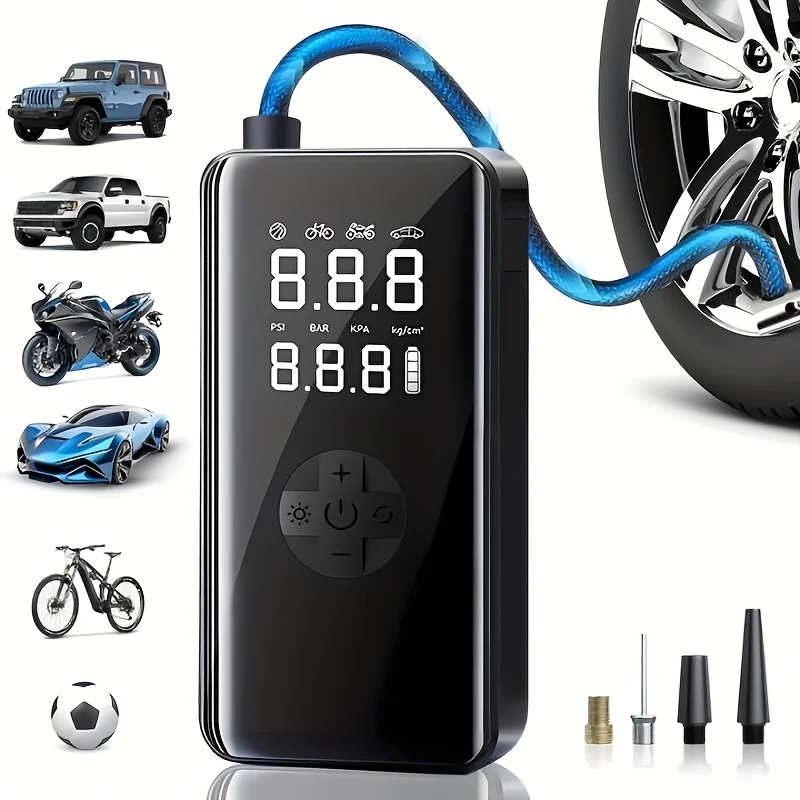 Compresseur d'air Portable pour voiture, gonfleur de pneus sans fil, 150psi, 3X, pompe à Air avec lumière LED, pour voitures, motos, vélos, balles ﻿