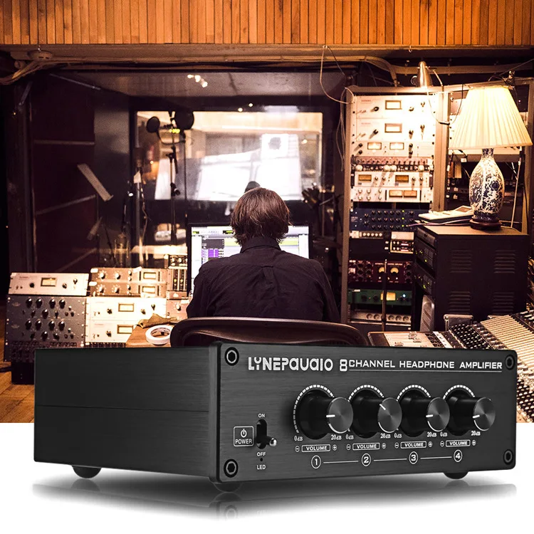 A966 Mixer Professionelle Überwachung Kopfhörerverstärker Verstärker 2 in 8 out 8 Kanal Kopfhörerverstärker Verstärker Image