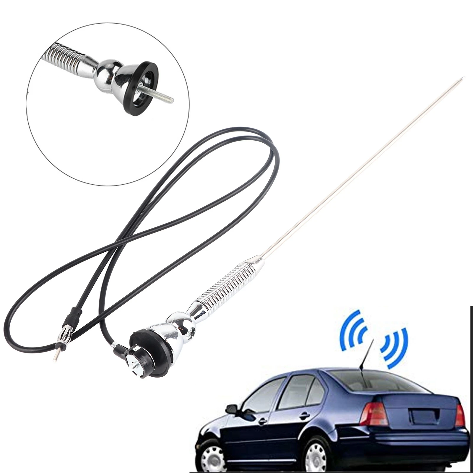 18,5" silbernes Universal-Autodachradio AM FM Antenne 180 ° Schwenkbare AM/FM Antenne Antenna Mast Whip Antena Automotiva Image