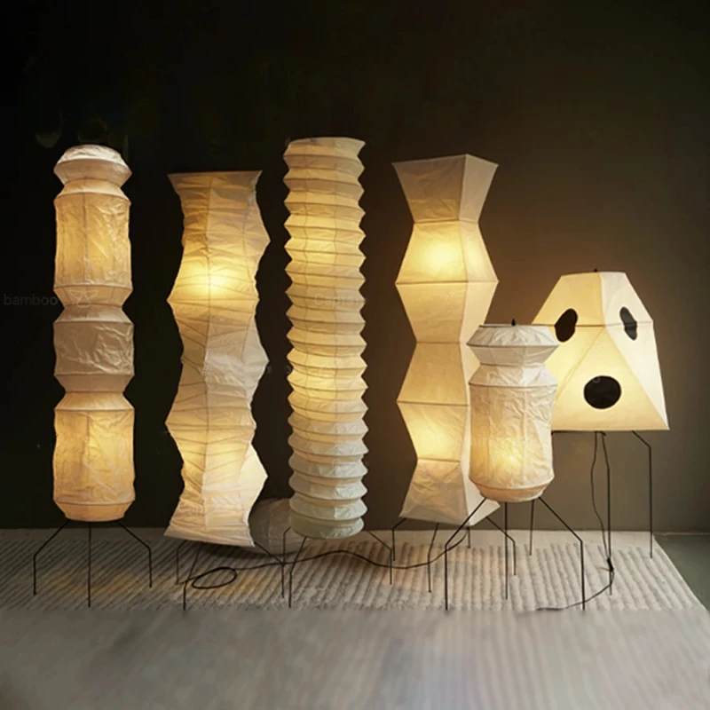 Japanische Wabi-Sabi Akari Stehlampe Noguchi Yong Stehleuchte für Wohnzimmer Schlafzimmer Hotel Villa Café Reispapier Stehlampe