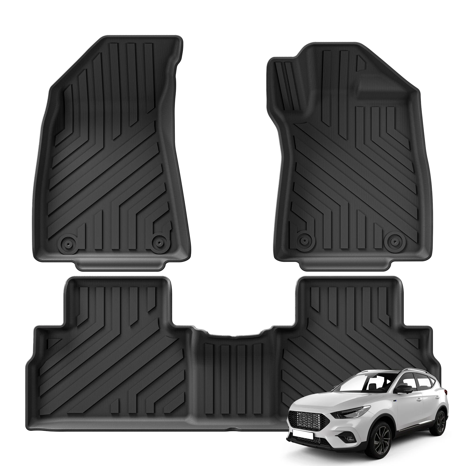 LUCKEASY RHD für MG ZS EV 2023 2024 2025 TPE 3D Auto Fußmatten Cargo Liner Pad Wasserdicht Allwetter Zubehör Schwarz Image