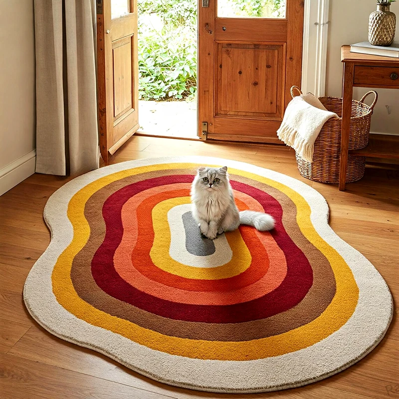 Unregelmäßige Linie Dekorative Wohnzimmer Teppich Mode Kreative Schlafzimmer Nacht Plüsch Teppich Dicke Couchtisch Fußmatten Alfombra Image