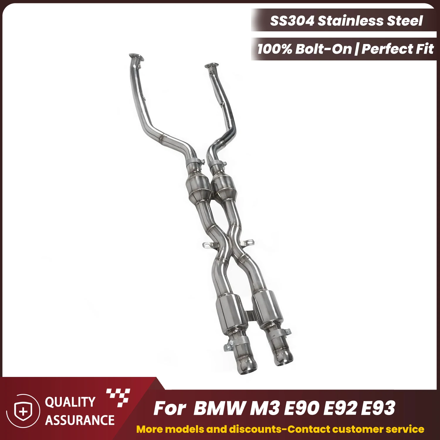 Plug & Play OEM-Garantiefreundlich für BMW M3 E90 E92 E93 Edelstahl Mittelrohr X-Pipe Auspuff – Ohne Dronen-Technologie Image