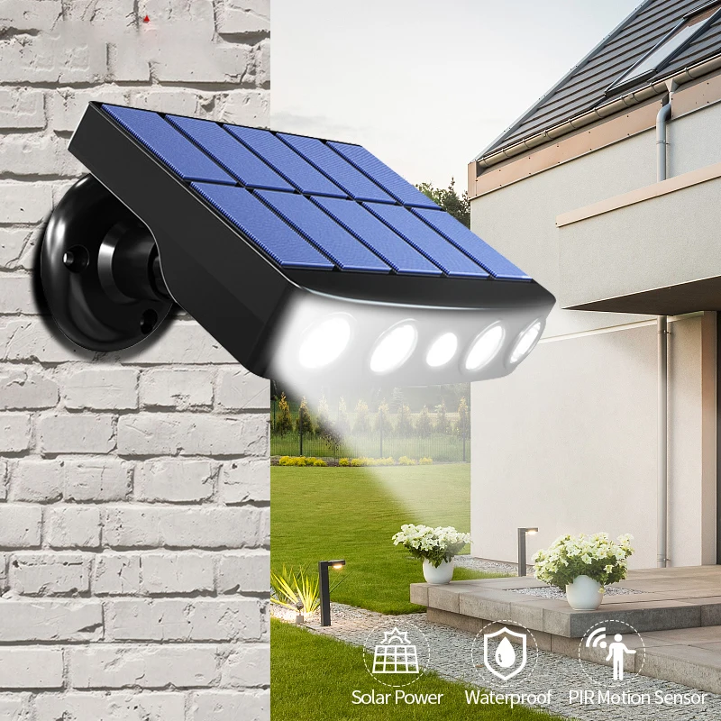 Leistungsstarke solarbetriebene LED-Wandleuchte für den Außenbereich, Bewegungsmelder, wasserdicht, IP65, Beleuchtung für Garten, Weg, Garage, Hof, Straßenlaternen Image