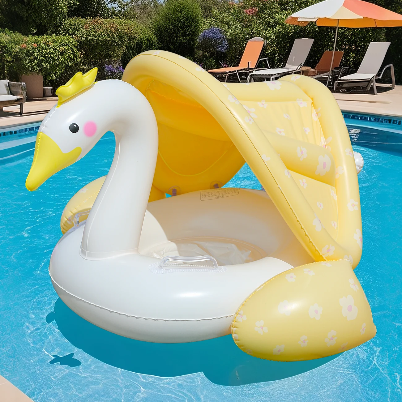 1PC verbesserte Creme Schwan Baldachin Pool schwimmt Sommer Schwimmring, Strand und Pool Schwimmhilfe, Wasser Sicherheit Gea Strand Spielzeug für Pool Party
