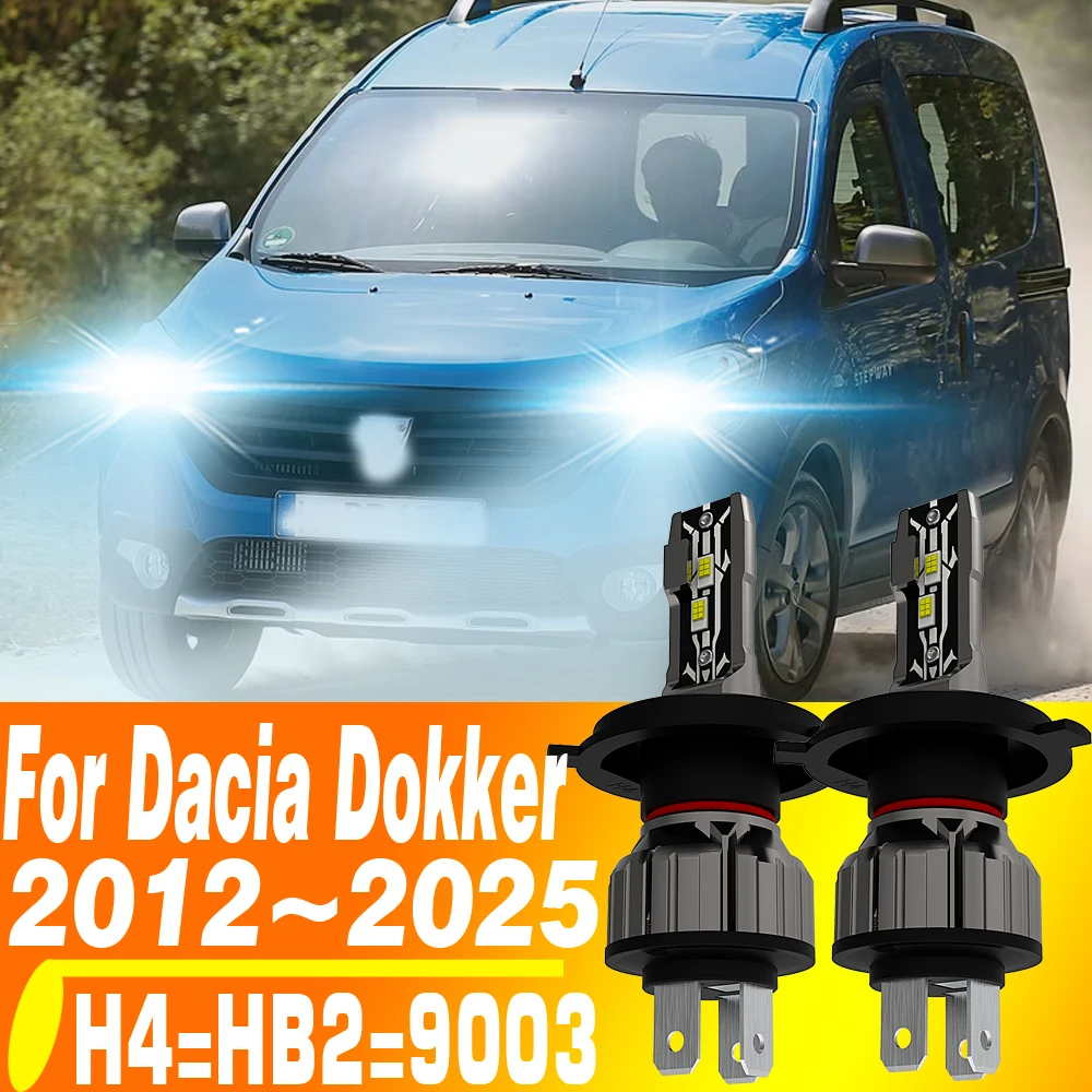 2x H4 Led Scheinwerfer Canbus Kein Fehler HB2 9003 Auto Birne High Power 6000K Weiß Licht Diode Lampe 12v 55w Für Dacia Dokker 2012 ~ 2025 Image